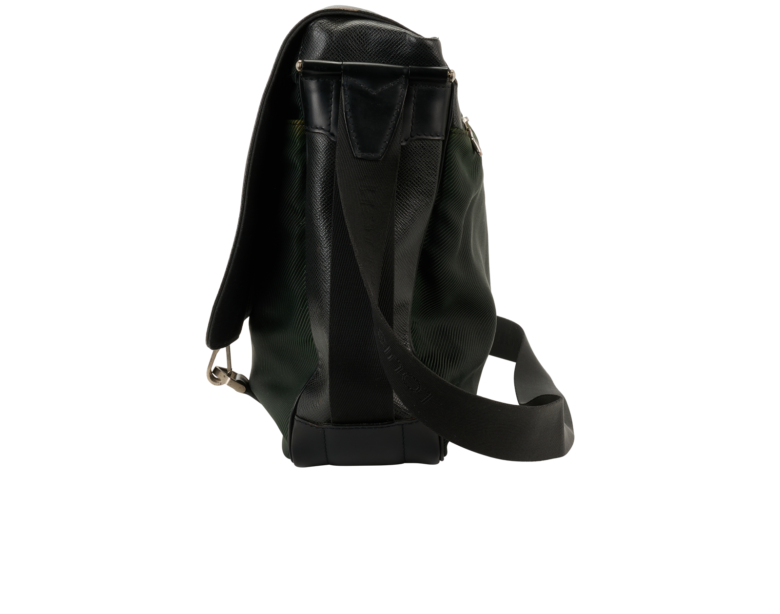 Taiga Dersou Messenger, &pound;395, Handbags, Black/Green, Leather, Bottom view